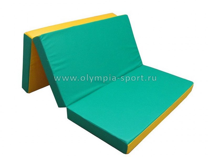 Мат №4 (100х150х10) складной KMSsport зелено/желтый