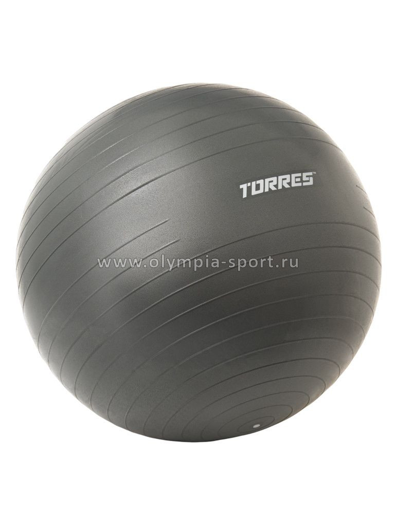 Мяч гимнастический TORRES 75см, эласт.ПВХ, с защит. от взрыва, с насосом, серый